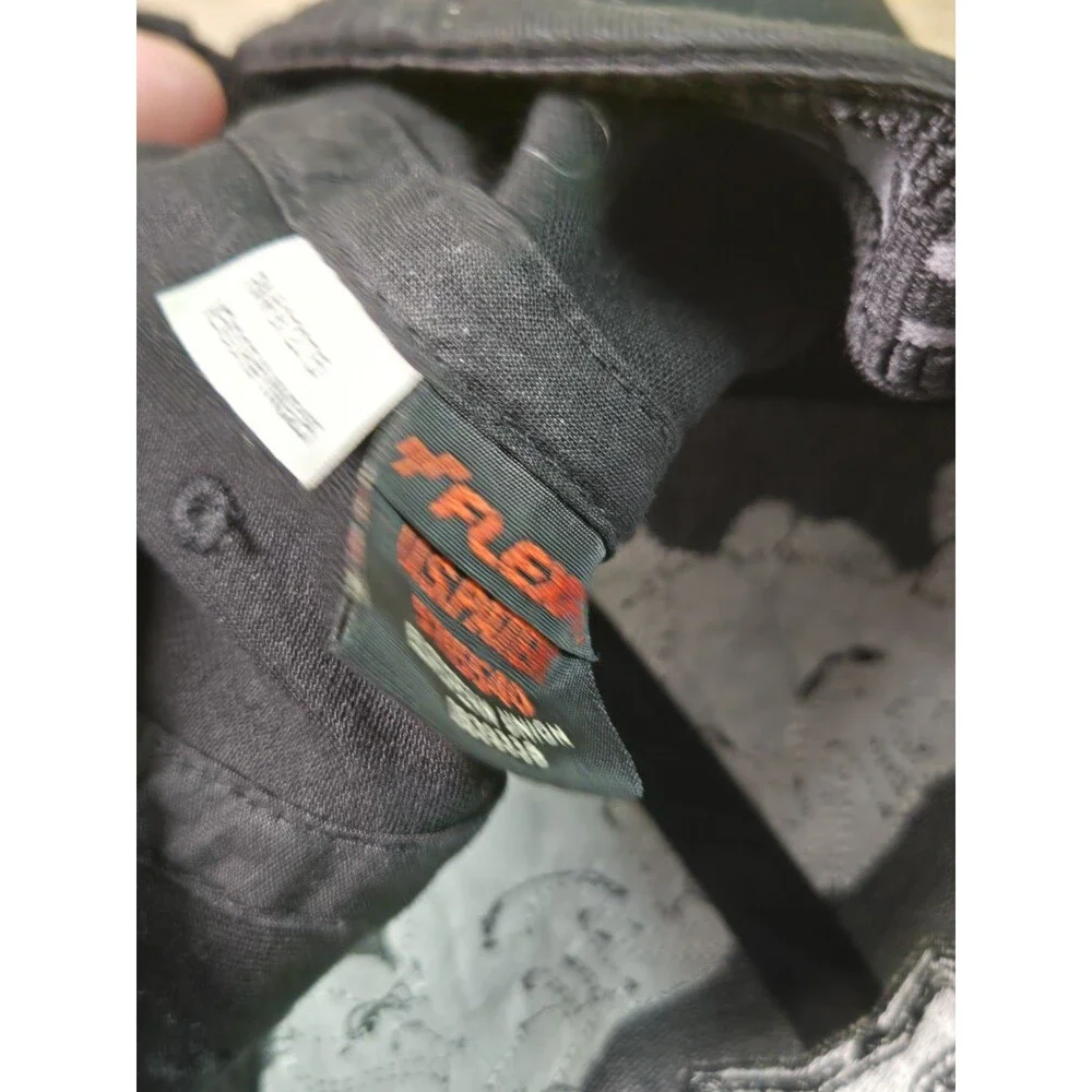 Vintage Fox Motocross Racing Cap Size S/M Flexfit Black On Black with Skull